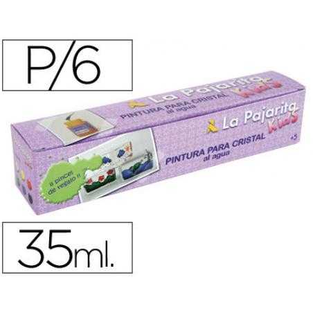 Pintura laca cristal la pajarita -set de 6 colores surtidos +pincel