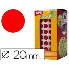 Gomets autoadhesivos circulares 20mm rojo en rollo