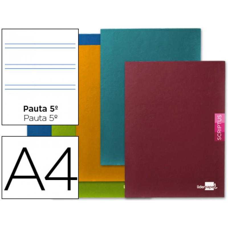 Libreta liderpapel scriptus a4 48 hojas 90g/m2 pauta 5ª 2.5mm con margen