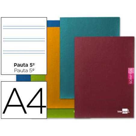 Libreta liderpapel scriptus a4 48 hojas 90g/m2 pauta 5ª 2.5mm con margen