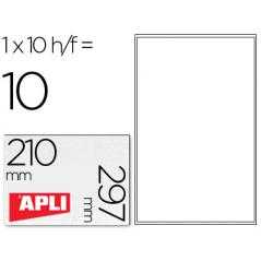 Etiquetas adhesivas apli transparentes poliéster para impresora ink-jet 210x297 mm presentadas en carpetas de 10