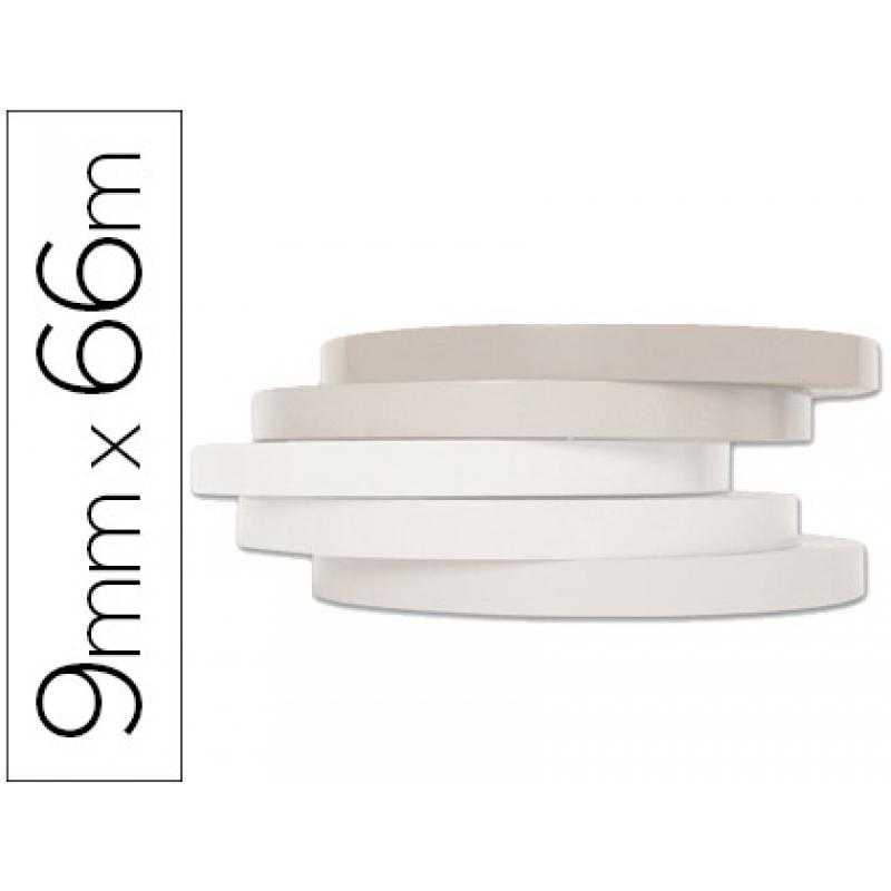 Cinta adhesiva q-connect 66m x 9mm blanca para cerrar bolsas