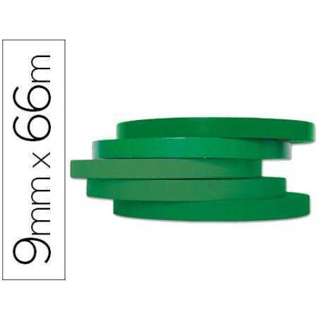 Cinta adhesiva q-connect 66m x 9mm verde para cerrar bolsas