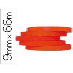 Cinta adhesiva q-connect 66m x 9mm roja para cerrar bolsas