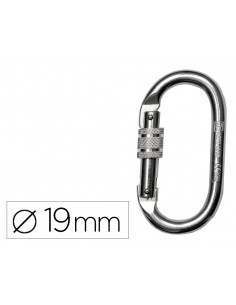 Mosqueton acero apertura 18 mm cierre rosca manual resistencia 25 kn