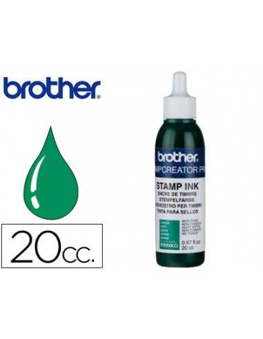 Tinta brother para sellos automaticos color verde bote de 20 cc