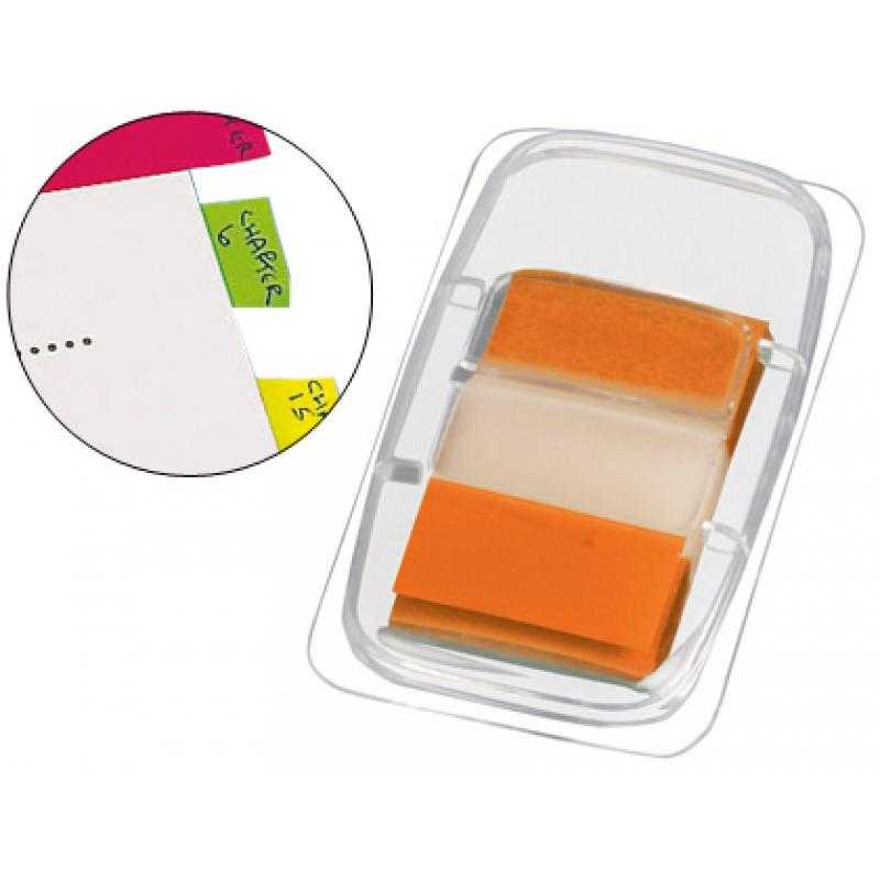 Banderitas separadoras q-connect naranjas dispensador de 50 unidades