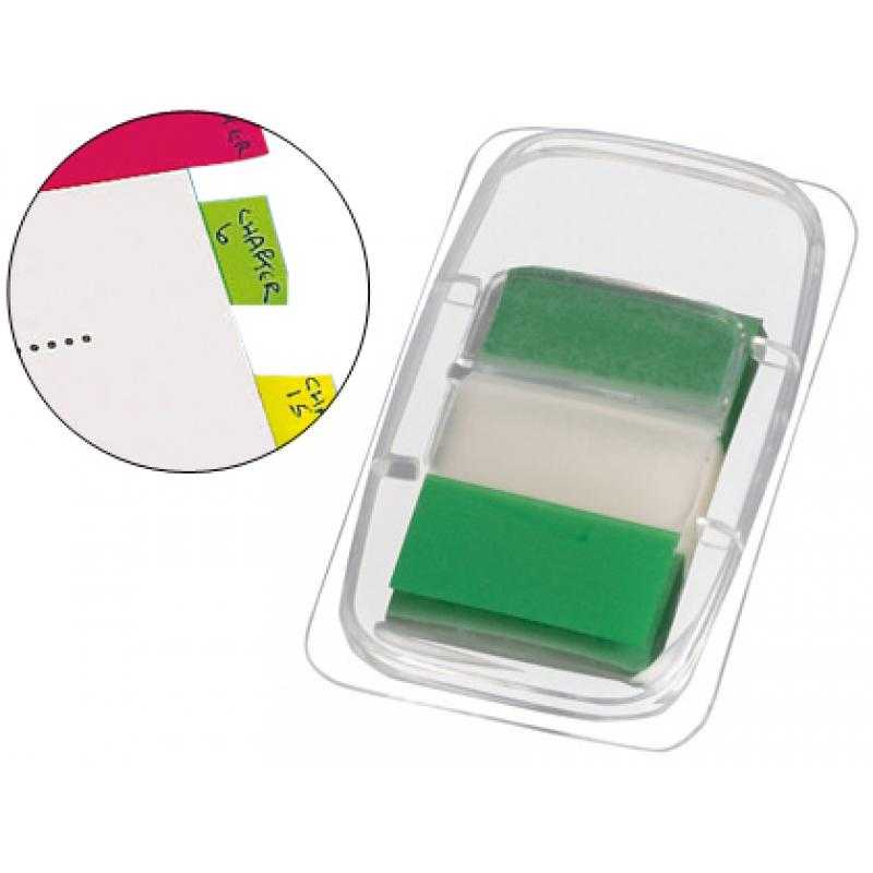 Banderitas separadoras q-connect verdes dispensador de 50 unidades