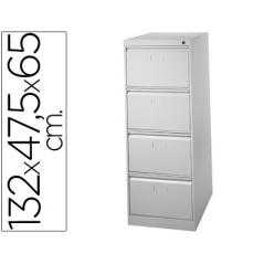 Fichero cajones de suelo metal 4 cajones 132 cm alto 65 cm prof 47,5 ancho gris 75 guias telescopicas antivuelco