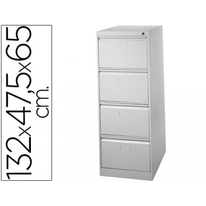 Fichero cajones de suelo metal 4 cajones 132 cm alto 65 cm prof 47,5 ancho gris 75 guias telescopicas antivuelco