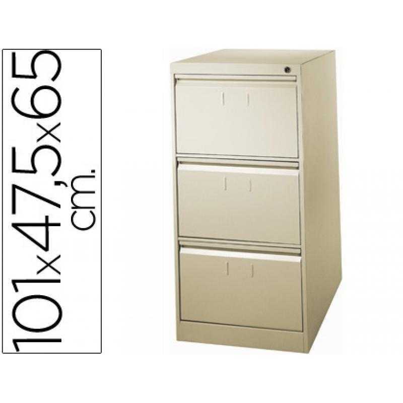 Fichero cajones de suelo metalico de 3 cajones 101 alto,65 prof. 47,5 ancho color beige n.34 antivuelco