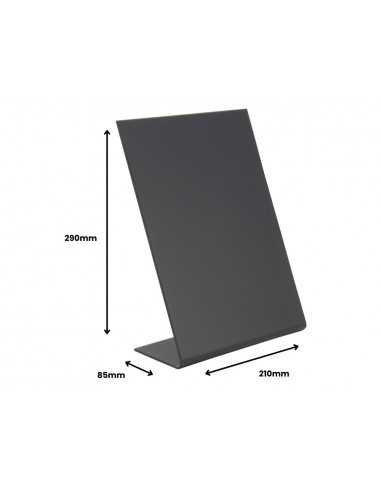 Pizarra de sobremesa archivo 2000 en forma de l a4 vertical metacrilato negro 100% reciclable 85x210x290 mm