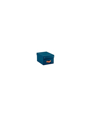 Caja de almacenaje leitz carton pequeña con asa de piel color azul pack de 2 unidades