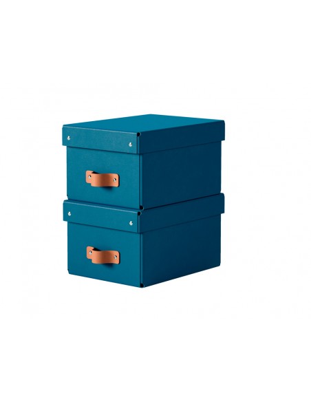 Caja de almacenaje leitz carton pequeña con asa de piel color azul pack de 2 unidades Caja de almacenaje leitz carton pequeña con asa de piel color azul pack de 2 unidades