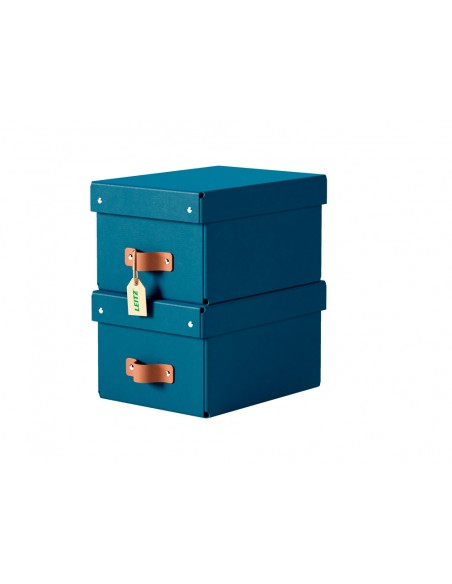 Caja de almacenaje leitz carton pequeña con asa de piel color azul pack de 2 unidades Caja de almacenaje leitz carton pequeña con asa de piel color azul pack de 2 unidades