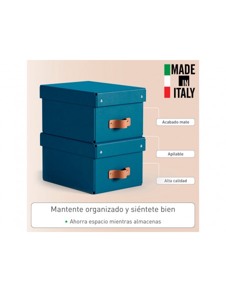 Caja de almacenaje leitz carton pequeña con asa de piel color azul pack de 2 unidades Caja de almacenaje leitz carton pequeña con asa de piel color azul pack de 2 unidades