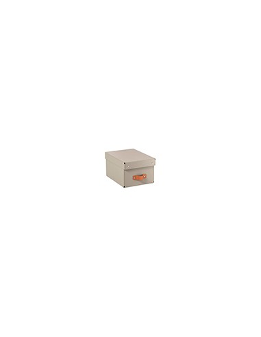 Caja de almacenaje leitz carton pequeña con asa de piel color beige pack de 2 unidades