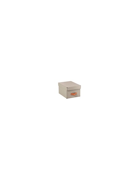 Caja de almacenaje leitz carton pequeña con asa de piel color beige pack de 2 unidades