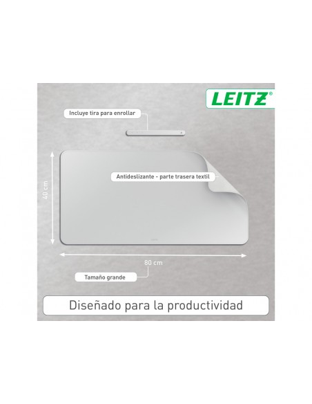 Alfombrilla de sobremesa leitz 80x40 cm color gris claro Alfombrilla de sobremesa leitz 80x40 cm color gris claro