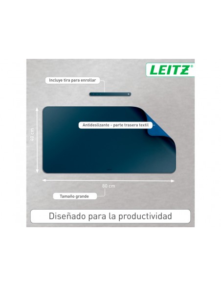 Alfombrilla de sobremesa leitz 80x40 cm color azul oscuro