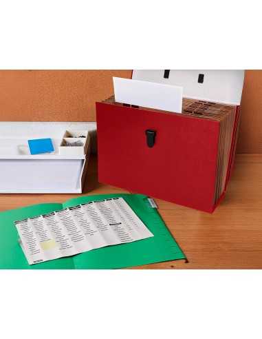 Maletin liderpapel con fuelle y asa carton forrado 19 departamentos 255x390x120 mm color rojo