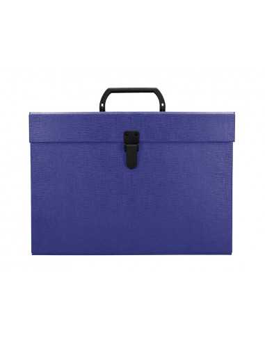 Maletin liderpapel con fuelle y asa carton forrado 19 departamentos 255x390x120 mm color azul