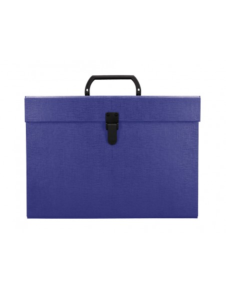 Maletin liderpapel con fuelle y asa carton forrado 19 departamentos 255x390x120 mm color azul Maletin liderpapel con fuelle y asa carton forrado 19 departamentos 255x390x120 mm color azul