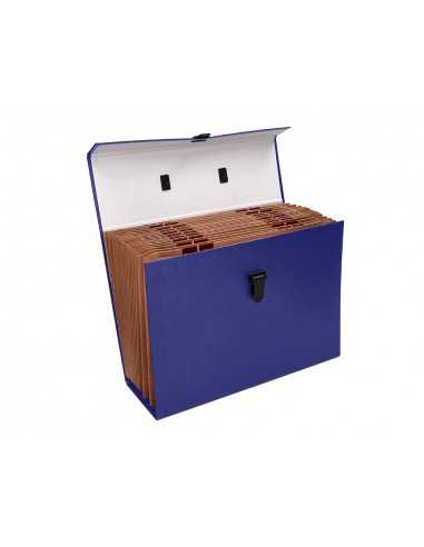 Maletin liderpapel con fuelle y asa carton forrado 19 departamentos 255x390x120 mm color azul