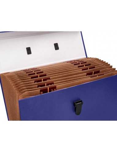 Maletin liderpapel con fuelle y asa carton forrado 19 departamentos 255x390x120 mm color azul