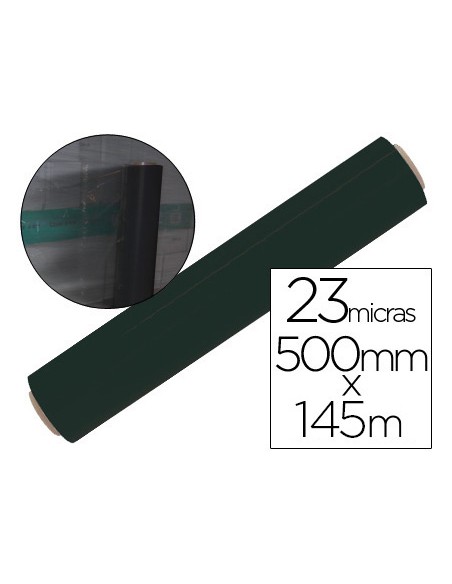Film extensible q-connect manual ancho 500 mm largo 145 mt espesor 23 micras negro