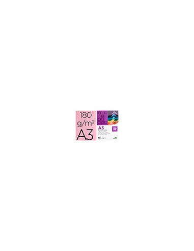 Cartulina liderpapel a3 180g/m2 rosa paquete de 100 hojas