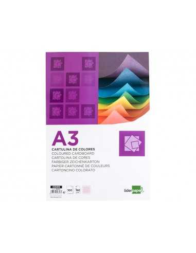 Cartulina liderpapel a3 180g/m2 rosa paquete de 100 hojas