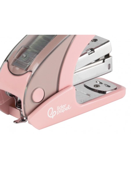 Grapadora liderpapel micro con regalo de caja de 1000 grapas 24/6 26/6 capacidad 20 hojas rosa