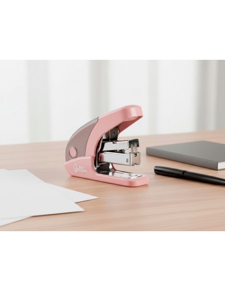 Grapadora liderpapel micro con regalo de caja de 1000 grapas 24/6 26/6 capacidad 20 hojas rosa