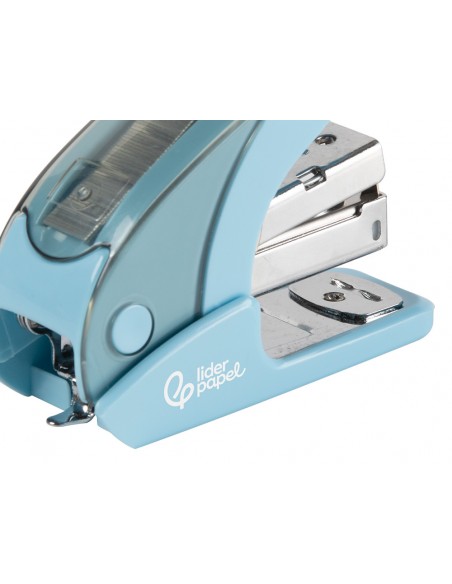 Grapadora liderpapel micro con regalo de caja de 1000 grapas 24/6 26/6 capacidad 20 hojas celeste