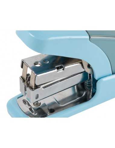 Grapadora liderpapel micro con regalo de caja de 1000 grapas 24/6 26/6 capacidad 20 hojas celeste