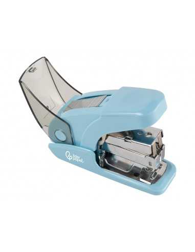 Grapadora liderpapel micro con regalo de caja de 1000 grapas 24/6 26/6 capacidad 20 hojas celeste
