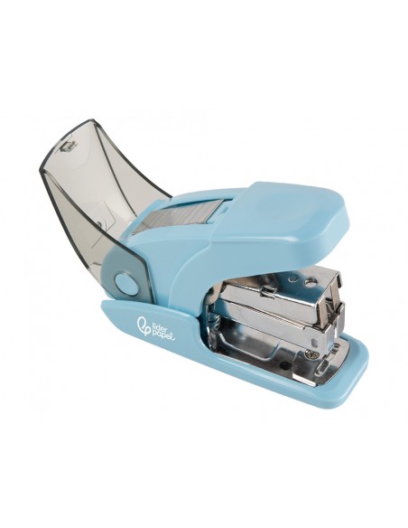 Grapadora liderpapel micro con regalo de caja de 1000 grapas 24/6 26/6 capacidad 20 hojas celeste