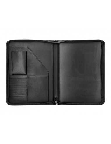 Carpeta portafolios q-connect cremallera con bolsa para movil y tarjetero color negro 260x355 mm