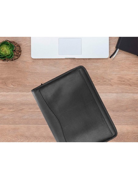 Carpeta portafolios q-connect cremallera con bolsa para movil y tarjetero color negro 260x355 mm Carpeta portafolios q-connect cremallera con bolsa para movil y tarjetero color negro 260x355 mm