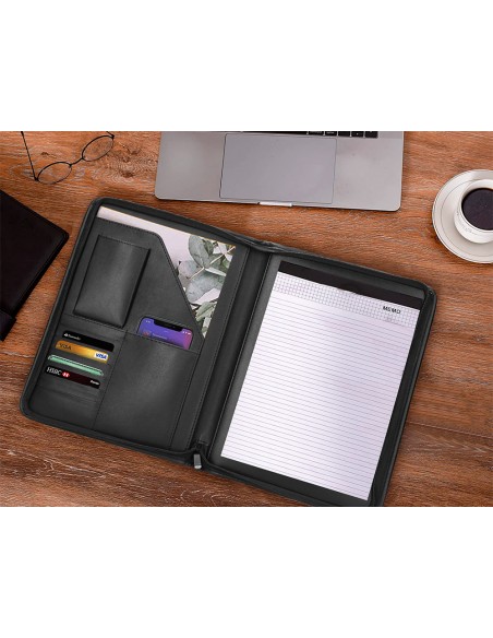 Carpeta portafolios q-connect cremallera con bolsa para movil y tarjetero color negro 260x355 mm Carpeta portafolios q-connect cremallera con bolsa para movil y tarjetero color negro 260x355 mm