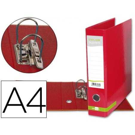 Archivador de palanca liderpapel a4 color system forrado sin rado lomo 80mm rojo compresor metalico