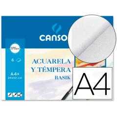 Papel acuarela basik canson din a4+ 370 gr pack de 6 hojas24 x 32 cm