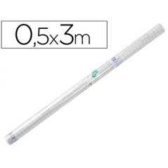 Rollo plastico adhesivo liderpapel 0,50x3 mt. 8o micras forralibros removible