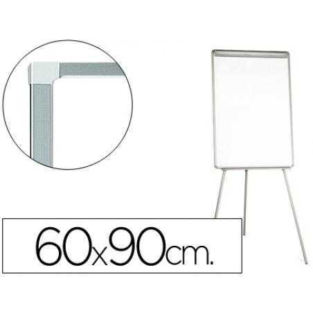 Pizarra blanca q-connect con tripode 90x60x195cm para convenciones superficie laminada escritura directa