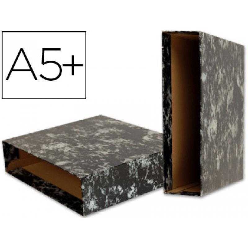 Caja archivador liderpapel classic blue cuarto apaisado negra