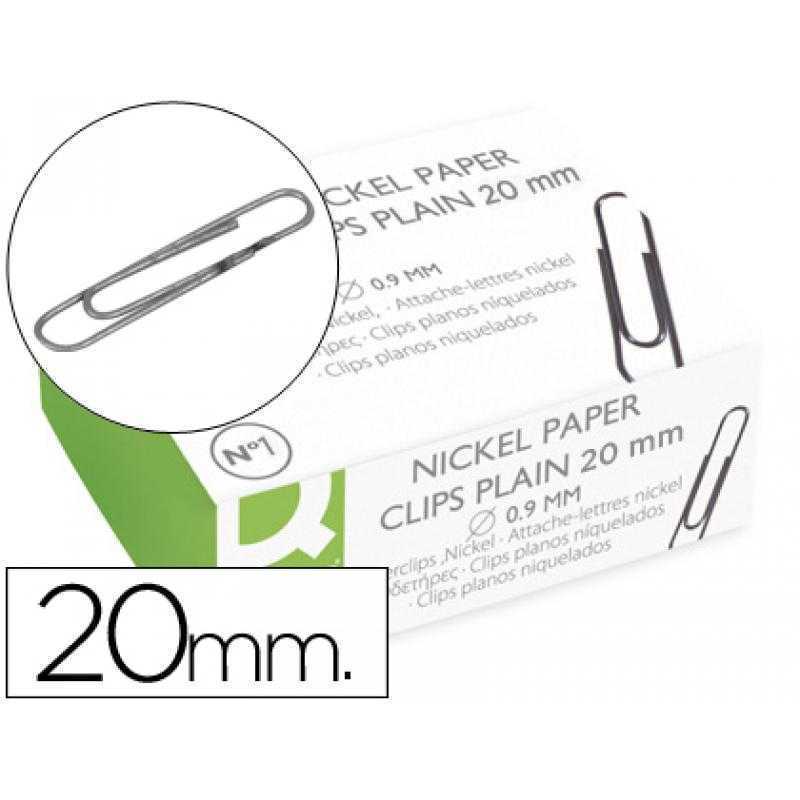 Clips niquelados q-connect nº1 20 mm caja de 100