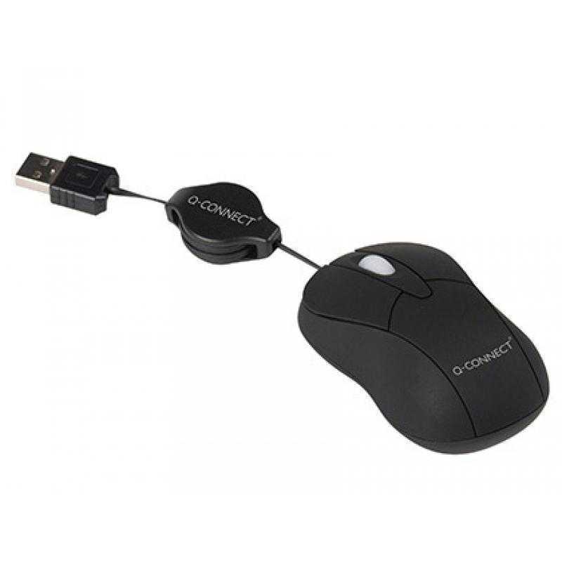 Raton q-connect mini optico 800 dpi retráctil usb 1,5 ghz negro