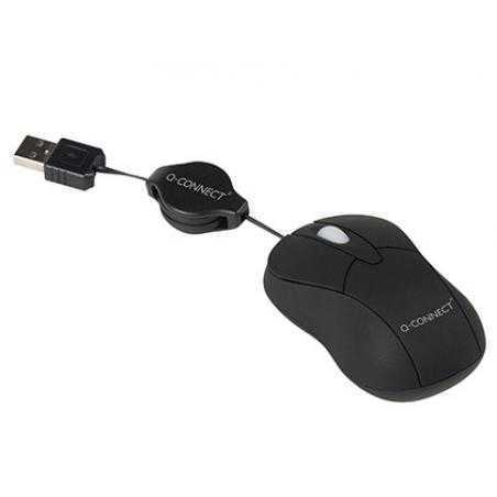 Raton q-connect mini optico 800 dpi retráctil usb 1,5 ghz negro