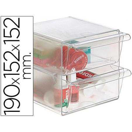 Archicubo archivo 2000 2 cajones organizador modular plastico 190x150x150 mm incluye 2 clips de sujecion